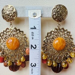 Gold and Orange Statement Earrings